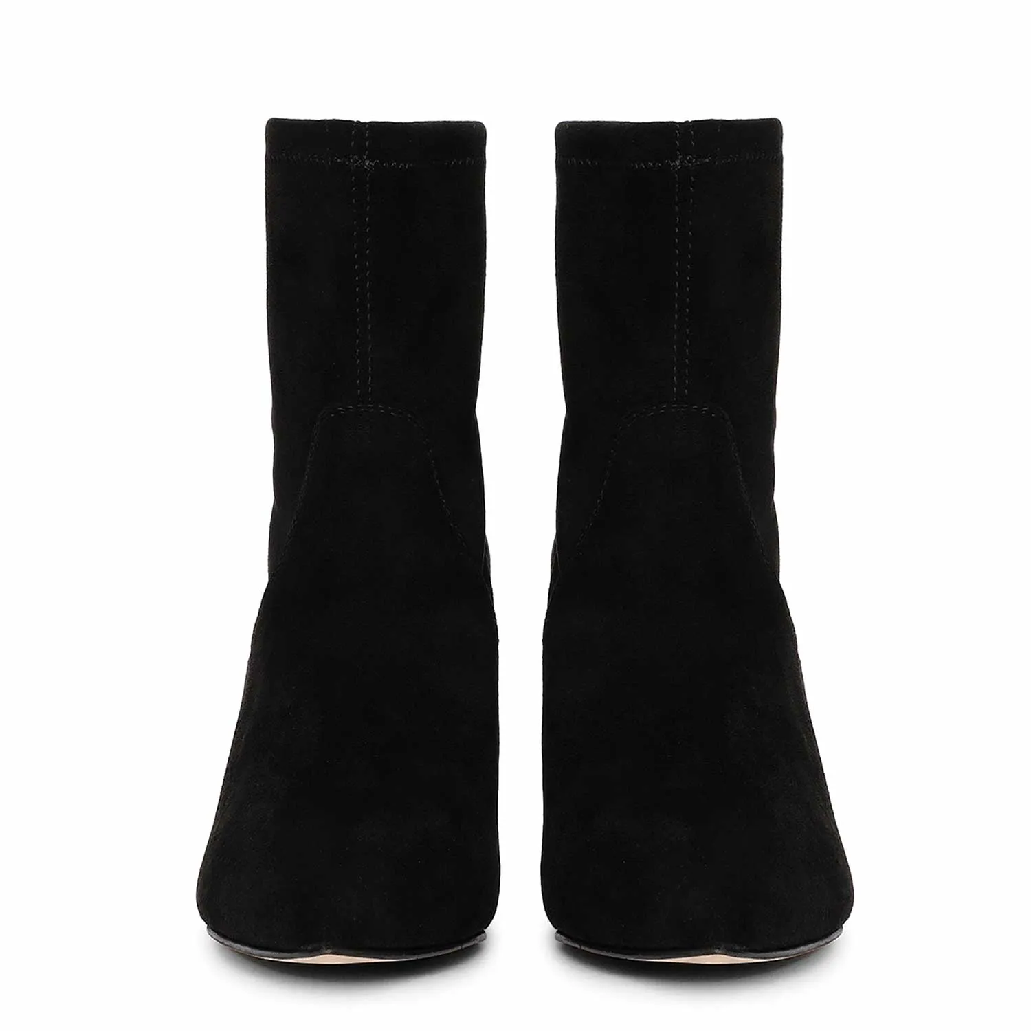 Saint Jemima Black Stretch Suede Kitten Heel Ankle Boots